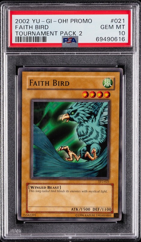 2002 YU-GI-OH! PROMO TP2-TOURNAMENT PACK 2 #021 FAITH BIRD PSA 10