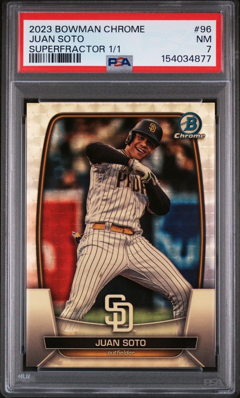 2023 BOWMAN CHROME SUPERFRACTOR 1/1 #96 JUAN SOTO 1/1 PSA 7