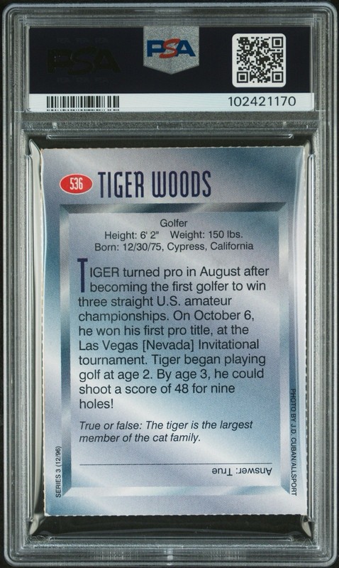 Tiger Woods Rookie Card 1996 SI for Kids #536 PSA 6 EX-MT Golf RC HOF view 2