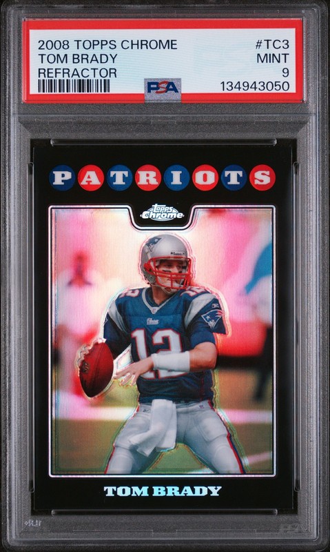 2008 TOPPS CHROME REFRACTOR #TC3 TOM BRADY PSA 9