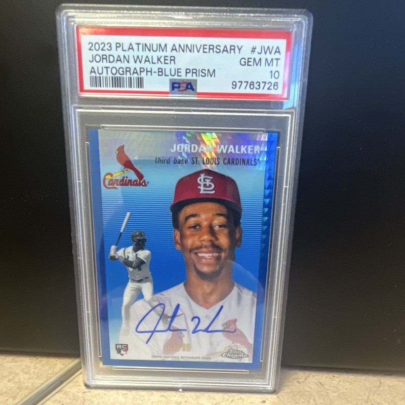 2023 Topps Chrome Platinum Anniv Jordan Walker Blue Prism Auto /99 RC PSA 10