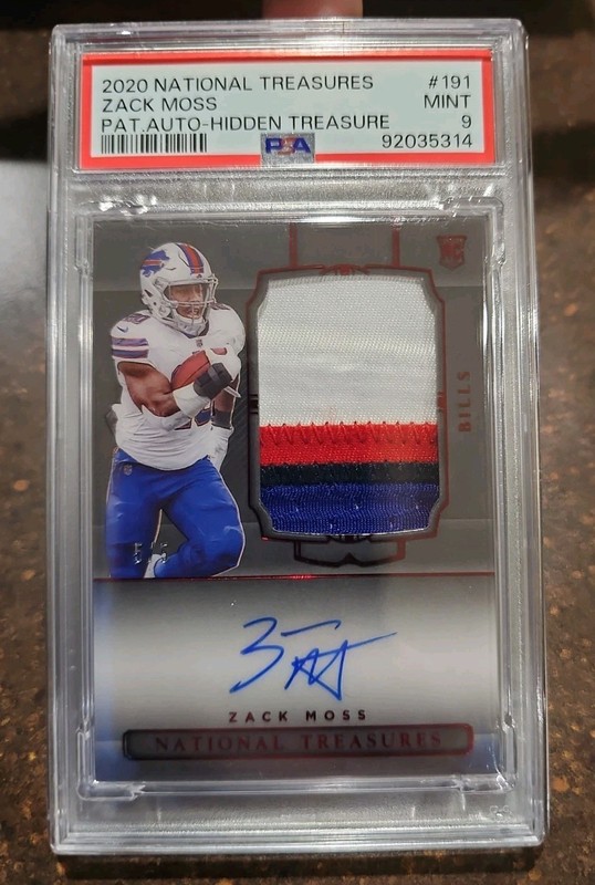 Panini 2020 National Treasures 5/5 Zack Moss Rookie Patch Auto Hidden Bills Rc