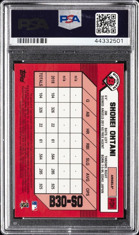 2019 BOWMAN 30TH ANNIVERSARY AUTO CHROME #SO SHOHEI OHTANI #/10 PSA 10 AUTO view 2