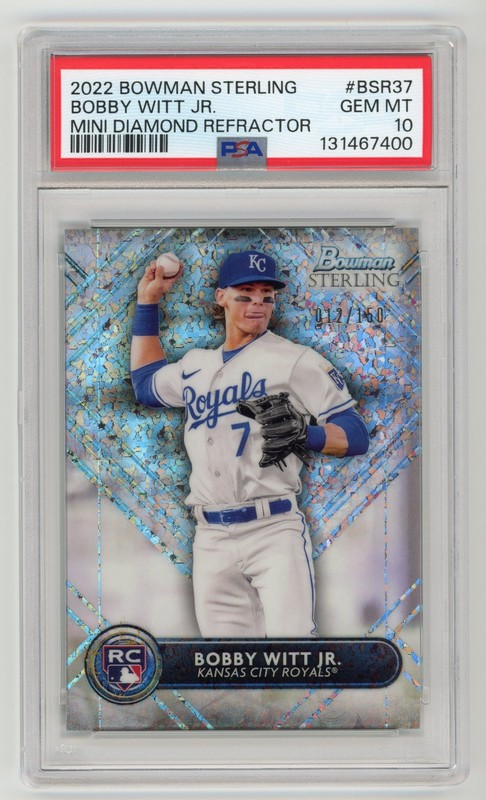 2022 BOWMAN STERLING BOBBY WITT JR. /150 MINI DIAMOND REFRACTOR RC PSA 10 #BSR37