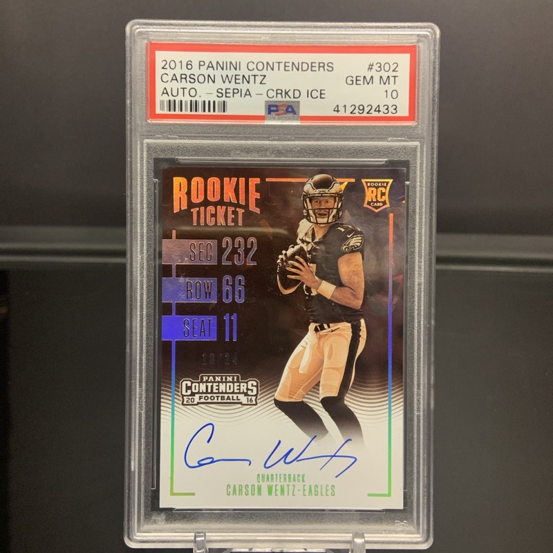 2016 Contenders Carson Wentz Rc Variation Sepia Cracked Ice Auto PSA 10 Pop 4