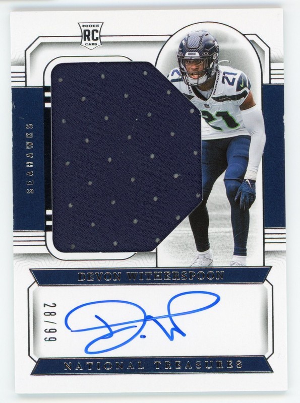 2023 NATIONAL TREASURES FOOTBALL #7 DEVON WITHERSPOON RPA /99 AUTO SEAHAWKS RC