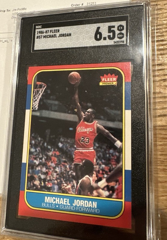 MICHAEL JORDAN SGC 6.5 1986-87 FLEER #57 ROOKIE CARD RC BULLS NEAR MINT