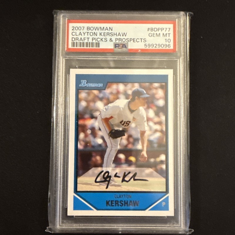 Clayton Kershaw 2007 Bowman Draft Picks PSA 10 Gem Mint Los Angeles Dodgers