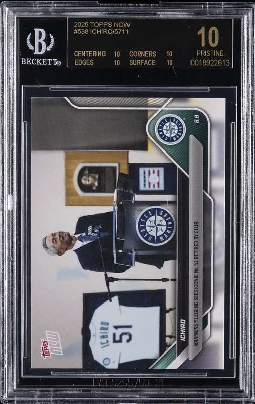 2025 TOPPS NOW /5711 #538 ICHIRO BGS 10 BLACK LABEL