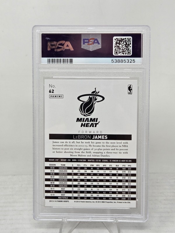 2013 Hoops LeBRON JAMES CARD PSA 10 GEM MT view 2