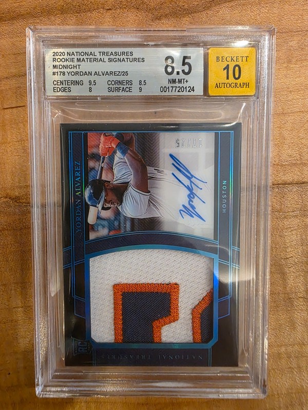 Best Hitter! 2020 National Treasures Rookie Patch Auto Yordan Alvarez /25 BGS... view 2