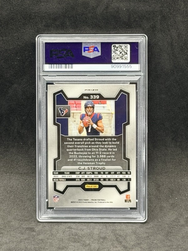 C.J. Stroud 2023 Silver Panini Prizm Silver RC Rookie PSA 10 #339 Houston Texans view 2