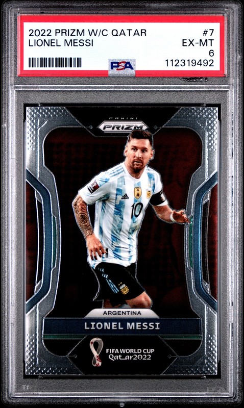 2022 PANINI PRIZM WORLD CUP QATAR #7 LIONEL MESSI PSA 6