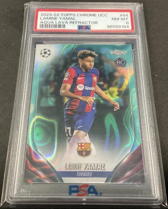 Lamine Yamal Rookie Card Topps Chrome Aqua Lava Refractor (Extremely Low Pop!!!)