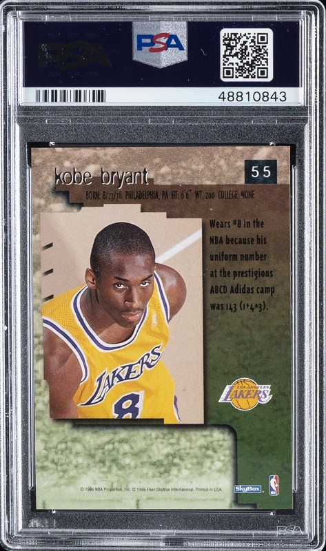 1996 SKYBOX PREMIUM #55 KOBE BRYANT ROOKIE RC PSA 10 view 2