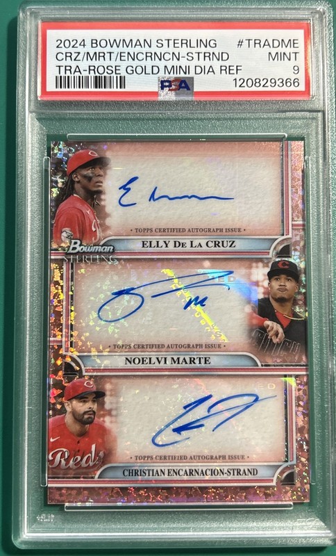 2024 Bowman Sterling Triple Auto Elly De La Cruz-Marte-Strand /15 PSA 9