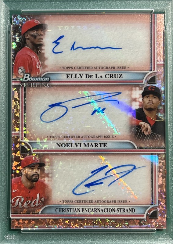 2024 Bowman Sterling Triple Auto Elly De La Cruz-Marte-Strand /15 PSA 9 view 2