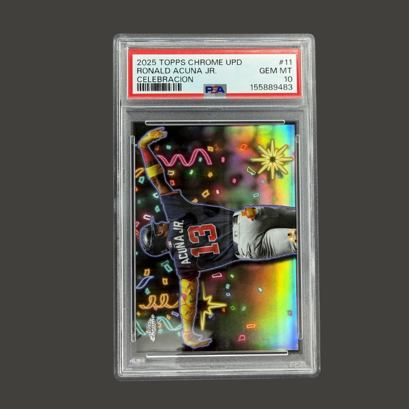 2025 TOPPS CHROME UPDATE CELEBRACION #11 RONALD ACUNA JR. PSA 10