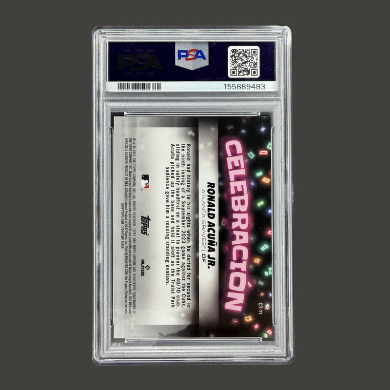 2025 TOPPS CHROME UPDATE CELEBRACION #11 RONALD ACUNA JR. PSA 10 view 2