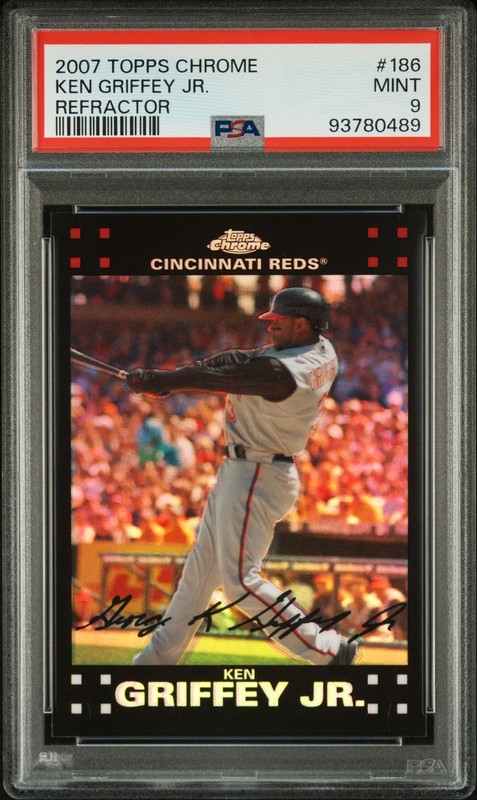 2007 TOPPS CHROME REFRACTOR #186 KEN GRIFFEY JR. PSA 9