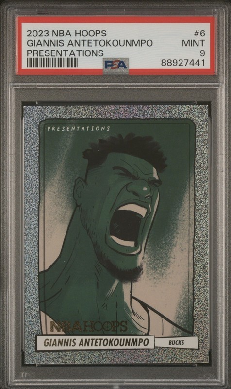 2023-24 Panini NBA Hoops Presentations CASE HIT #6 Giannis Antetokounmpo PSA 9