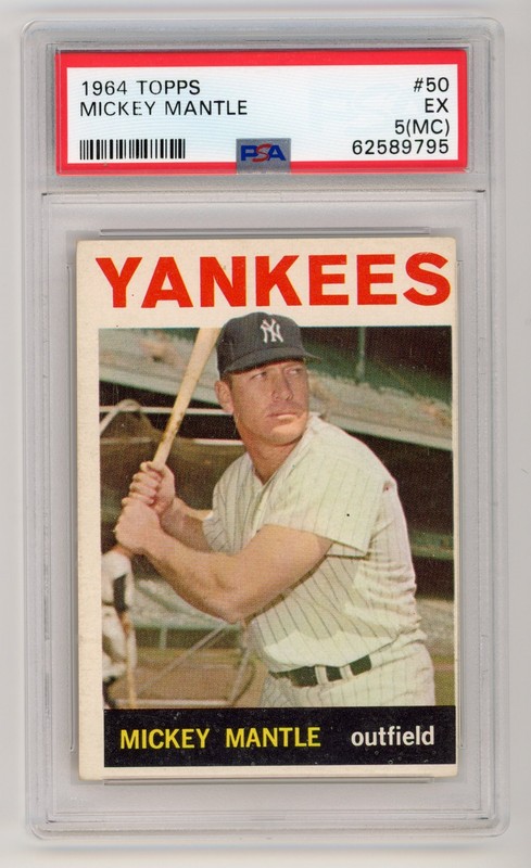 1964 TOPPS BASEBALL #50 MICKEY MANTLE PSA 5 EX YANKEES MC HOF NEW YORK