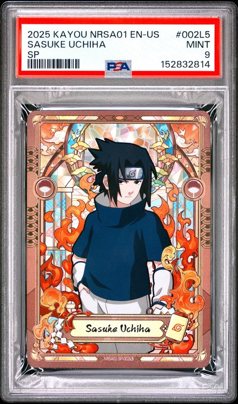 2025 KAYOU NARUTO SMRITI COLLECTIBLE CARD NRSA01 #002L5 SASUKE UCHIHA PSA 9