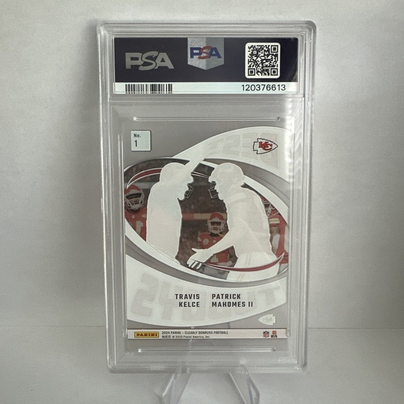 2024 Clearly Donruss Best Tuddys Travis Kelce/Patrick Mahomes #1 PSA 9 view 2