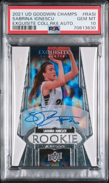 Sabrina Ionescu 2021 Upper Deck Exquisite Rookie Card RC Auto /99 PSA 10 POP 1