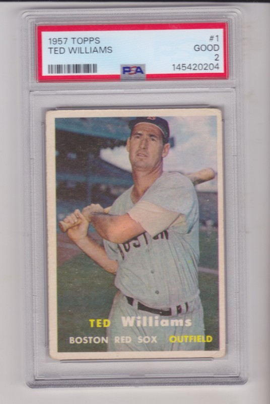 CLEAN 1957 Topps #1 TED WILLIAMS PSA 2 Boston Red Sox G.O.A.T.