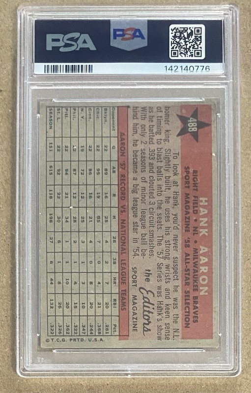 1958 Topps Hank Aaron All Star 488 PSA 4 view 2