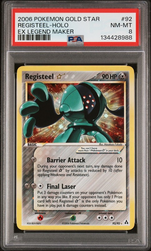 2006 POKEMON EX LEGEND MAKER GOLD STAR #92 REGISTEEL-HOLO PSA 8