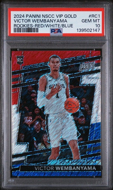 2024 PANINI NSCC VIP GOLD ROOKIES RED/WHITE/BLUE VICTOR WEMBANYAMA 24/25 PSA 10