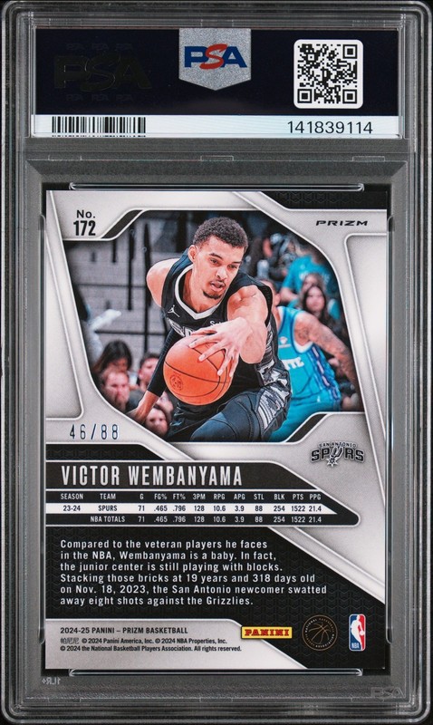 2024 PANINI PRIZM MULTI WAVE #172 VICTOR WEMBANYAMA 46/88 PSA 9 view 2