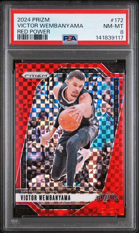 2024 PANINI PRIZM RED POWER #172 VICTOR WEMBANYAMA 49/75 PSA 8