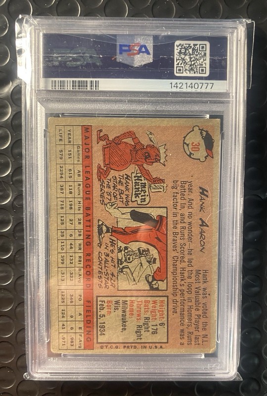 1958 Topps Hank Aaron 30 White Name PSA 2 view 2