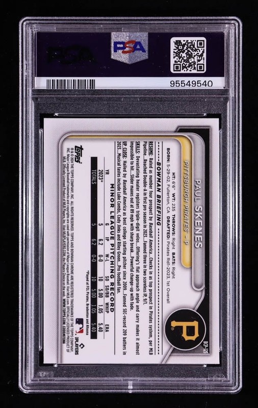 Paul Skenes 2024 Bowman Chrome Mega Box Prospects #BCP125 (PSA 9) view 2