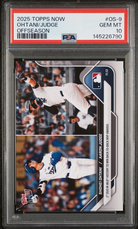 2025 TOPPS NOW OFFSEASON #OS-9 AARON JUDGE/SHOHEI OHTANI PSA 10