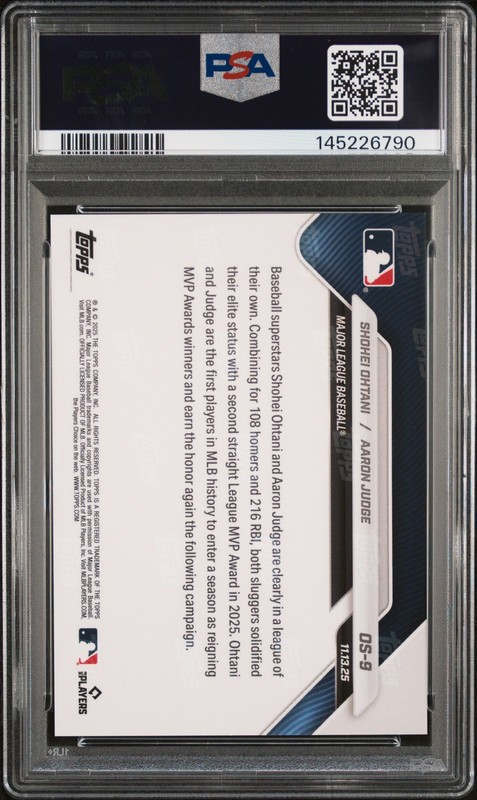 2025 TOPPS NOW OFFSEASON #OS-9 AARON JUDGE/SHOHEI OHTANI PSA 10 view 2