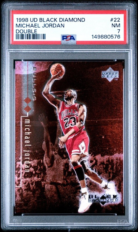1998 UPPER DECK BLACK DIAMOND 22 MICHAEL JORDAN DOUBLE /3000 RED PSA 7