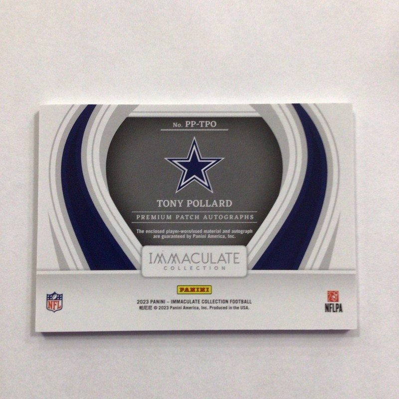 2023 Panini Immaculate Tony Pollard PREMIUM PATCH AUTO /99 #PP-TPO Cowboys view 2