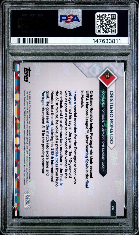 2025 TOPPS NOW UEFA NATIONS LEAGUE #7 CRISTIANO RONALDO PSA 10 view 2