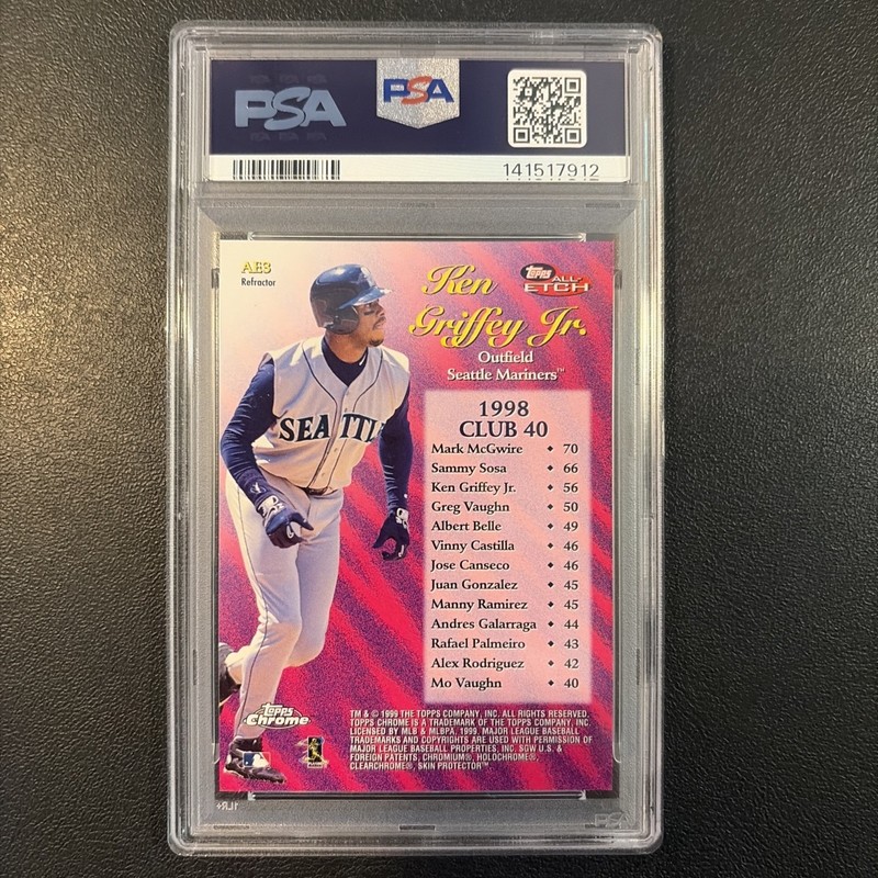1999 Topps Chrome Ken Griffey Jr. All Etch Refractor #AE3 Mariners PSA 9 view 2