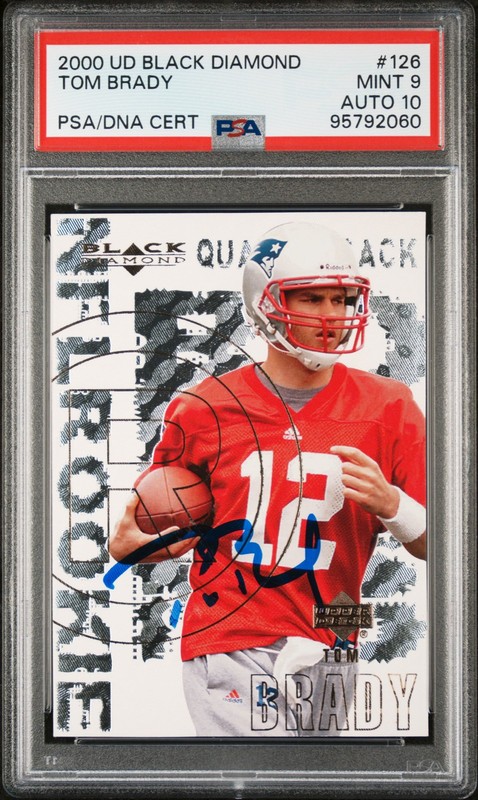 2000 UPPER DECK BLACK DIAMOND #126 TOM BRADY ROOKIE RC PSA 9 DNA AUTO 10