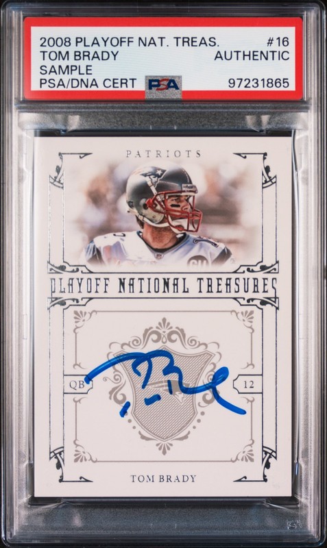 2008 PLAYOFF NATIONAL TREASURE SAMPLE #16 TOM BRADY PSA AUTHENTIC AUTO AUTHENTIC