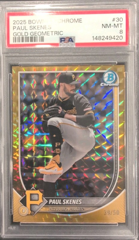 2025 Bowman Chrome Paul Skenes #30 Gold Geometric #/50 PSA 8