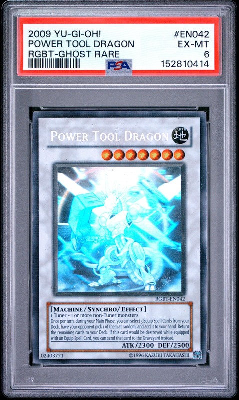 2009 YU-GI-OH! RGBT-RAGING BATTLE GHOST RARE #EN042 POWER TOOL DRAGON PSA 6
