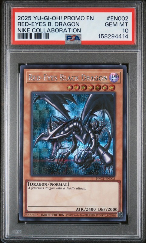 2025 YU-GI-OH! NIKE COLLABORATION PROMO #EN002 RED-EYES BLACK DRAGON PSA 10