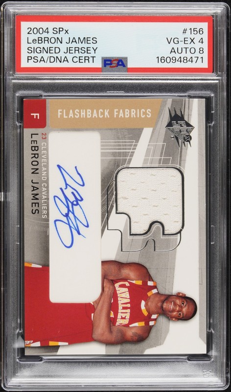 2004 SPX SIGNED JERSEY #156 LEBRON JAMES PSA 4 DNA AUTO 8