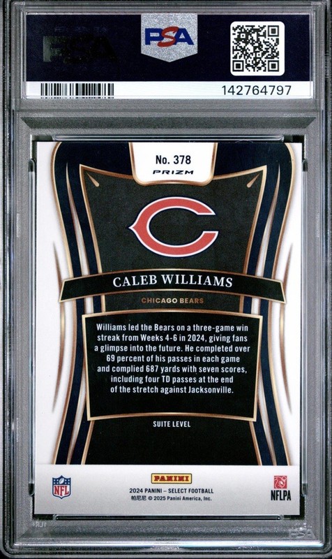 2024 Panini Select - Suite Level Caleb Williams #378 Disco Prizm (RC) PSA 9 view 2
